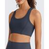image:imageG4Free Ribbed Crewneck Sports Bras Padded for Women  Racerback Crop Tank Tops Workout Yoga Medium ImpactDark Navy