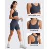 image:imageG4Free Ribbed Crewneck Sports Bras Padded for Women  Racerback Crop Tank Tops Workout Yoga Medium ImpactDark Navy