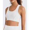 image:imageG4Free Ribbed Crewneck Sports Bras Padded for Women  Racerback Crop Tank Tops Workout Yoga Medium ImpactPure White