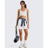 image:imageG4Free Ribbed Crewneck Sports Bras Padded for Women  Racerback Crop Tank Tops Workout Yoga Medium ImpactPure White