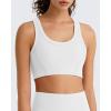 image:imageG4Free Ribbed Crewneck Sports Bras Padded for Women  Racerback Crop Tank Tops Workout Yoga Medium ImpactPure White