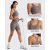 image:imageG4Free Ribbed Crewneck Sports Bras Padded for Women  Racerback Crop Tank Tops Workout Yoga Medium ImpactTaupe