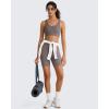 image:imageG4Free Ribbed Crewneck Sports Bras Padded for Women  Racerback Crop Tank Tops Workout Yoga Medium ImpactTaupe