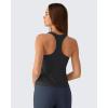 image:imageG4Free Ribbed Removable Built in Bra Workout Tank Tops Woman Racerback Square Neck Yoga Top Lightweight Athletic TanksBlack