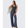 image:imageG4Free Ribbed Removable Built in Bra Workout Tank Tops Woman Racerback Square Neck Yoga Top Lightweight Athletic TanksBlack