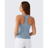 image:imageG4Free Ribbed Removable Built in Bra Workout Tank Tops Woman Racerback Square Neck Yoga Top Lightweight Athletic TanksBlue Willow