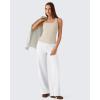 image:imageG4Free Ribbed Removable Built in Bra Workout Tank Tops Woman Racerback Square Neck Yoga Top Lightweight Athletic TanksLight Khaki