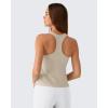 image:imageG4Free Ribbed Removable Built in Bra Workout Tank Tops Woman Racerback Square Neck Yoga Top Lightweight Athletic TanksLight Khaki