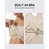 image:imageG4Free Ribbed Removable Built in Bra Workout Tank Tops Woman Racerback Square Neck Yoga Top Lightweight Athletic TanksLight Khaki