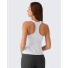 image:imageG4Free Ribbed Removable Built in Bra Workout Tank Tops Woman Racerback Square Neck Yoga Top Lightweight Athletic TanksWhite