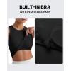 image:imageG4Free Ribbed Removable Built in Bra Workout Tank Tops for Women Soft Racerback High Neck Athletic Gym TanksBlack