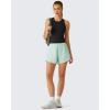 image:imageG4Free Ribbed Removable Built in Bra Workout Tank Tops for Women Soft Racerback High Neck Athletic Gym TanksBlack