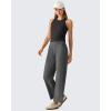 image:imageG4Free Ribbed Removable Built in Bra Workout Tank Tops for Women Soft Racerback High Neck Athletic Gym TanksBlack