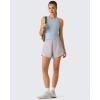 image:imageG4Free Ribbed Removable Built in Bra Workout Tank Tops for Women Soft Racerback High Neck Athletic Gym TanksBlue Willow
