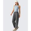 image:imageG4Free Ribbed Removable Built in Bra Workout Tank Tops for Women Soft Racerback High Neck Athletic Gym TanksBlue Willow