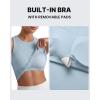 image:imageG4Free Ribbed Removable Built in Bra Workout Tank Tops for Women Soft Racerback High Neck Athletic Gym TanksBlue Willow