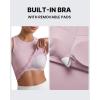 image:imageG4Free Ribbed Removable Built in Bra Workout Tank Tops for Women Soft Racerback High Neck Athletic Gym TanksBlush