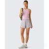 image:imageG4Free Ribbed Removable Built in Bra Workout Tank Tops for Women Soft Racerback High Neck Athletic Gym TanksBlush