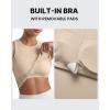 image:imageG4Free Ribbed Removable Built in Bra Workout Tank Tops for Women Soft Racerback High Neck Athletic Gym TanksLight Khaki