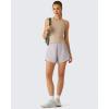 image:imageG4Free Ribbed Removable Built in Bra Workout Tank Tops for Women Soft Racerback High Neck Athletic Gym TanksLight Khaki