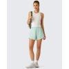 image:imageG4Free Ribbed Removable Built in Bra Workout Tank Tops for Women Soft Racerback High Neck Athletic Gym TanksPure White