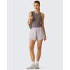 image:imageG4Free Ribbed Removable Built in Bra Workout Tank Tops for Women Soft Racerback High Neck Athletic Gym TanksTaupe