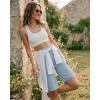 image:imageG4Free Ribbed Womens 10 Bermuda Shorts Wide Leg with Pockets Yoga Waistband Knee Length for Casual Work and WorkoutBlue Willow