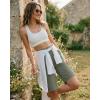 image:imageG4Free Ribbed Womens 10 Bermuda Shorts Wide Leg with Pockets Yoga Waistband Knee Length for Casual Work and WorkoutGray Olive