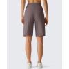 image:imageG4Free Ribbed Womens 10 Bermuda Shorts Wide Leg with Pockets Yoga Waistband Knee Length for Casual Work and WorkoutTaupe