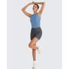 image:imageG4Free Skimetic Workout Tank Tops for Women Side Ruched Sleeveless High Neck Crop Top Summer Athletic Gym ShirtsDusty Blue