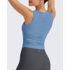 image:imageG4Free Skimetic Workout Tank Tops for Women Side Ruched Sleeveless High Neck Crop Top Summer Athletic Gym ShirtsDusty Blue