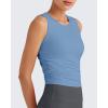 image:imageG4Free Skimetic Workout Tank Tops for Women Side Ruched Sleeveless High Neck Crop Top Summer Athletic Gym ShirtsDusty Blue