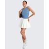 image:imageG4Free Skimetic Workout Tank Tops for Women Side Ruched Sleeveless High Neck Crop Top Summer Athletic Gym ShirtsDusty Blue