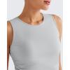 image:imageG4Free Skimetic Workout Tank Tops for Women Side Ruched Sleeveless High Neck Crop Top Summer Athletic Gym ShirtsGray