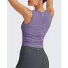 image:imageG4Free Skimetic Workout Tank Tops for Women Side Ruched Sleeveless High Neck Crop Top Summer Athletic Gym ShirtsGray Purple