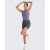 image:imageG4Free Skimetic Workout Tank Tops for Women Side Ruched Sleeveless High Neck Crop Top Summer Athletic Gym ShirtsGray Purple