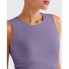 image:imageG4Free Skimetic Workout Tank Tops for Women Side Ruched Sleeveless High Neck Crop Top Summer Athletic Gym ShirtsGray Purple