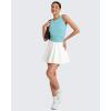 image:imageG4Free Skimetic Workout Tank Tops for Women Side Ruched Sleeveless High Neck Crop Top Summer Athletic Gym ShirtsLight Blue