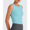 image:imageG4Free Skimetic Workout Tank Tops for Women Side Ruched Sleeveless High Neck Crop Top Summer Athletic Gym ShirtsLight Blue