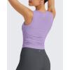 image:imageG4Free Skimetic Workout Tank Tops for Women Side Ruched Sleeveless High Neck Crop Top Summer Athletic Gym ShirtsLight Purple
