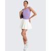 image:imageG4Free Skimetic Workout Tank Tops for Women Side Ruched Sleeveless High Neck Crop Top Summer Athletic Gym ShirtsLight Purple