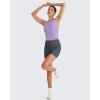 image:imageG4Free Skimetic Workout Tank Tops for Women Side Ruched Sleeveless High Neck Crop Top Summer Athletic Gym ShirtsLight Purple