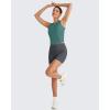 image:imageG4Free Skimetic Workout Tank Tops for Women Side Ruched Sleeveless High Neck Crop Top Summer Athletic Gym ShirtsMyrtle Green