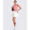 image:imageG4Free Skimetic Workout Tank Tops for Women Side Ruched Sleeveless High Neck Crop Top Summer Athletic Gym ShirtsPink