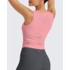 image:imageG4Free Skimetic Workout Tank Tops for Women Side Ruched Sleeveless High Neck Crop Top Summer Athletic Gym ShirtsPink