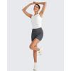 image:imageG4Free Skimetic Workout Tank Tops for Women Side Ruched Sleeveless High Neck Crop Top Summer Athletic Gym ShirtsWhite