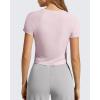 image:imageG4Free Womens Cropped Workout Tops Crewneck Short Sleeve TShirt Relaxed Fit Casual Athletic Waist Length TeesLight Pink