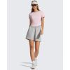 image:imageG4Free Womens Cropped Workout Tops Crewneck Short Sleeve TShirt Relaxed Fit Casual Athletic Waist Length TeesLight Pink