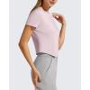 image:imageG4Free Womens Cropped Workout Tops Crewneck Short Sleeve TShirt Relaxed Fit Casual Athletic Waist Length TeesLight Pink