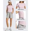 image:imageG4Free Womens Cropped Workout Tops Crewneck Short Sleeve TShirt Relaxed Fit Casual Athletic Waist Length TeesLight Pink